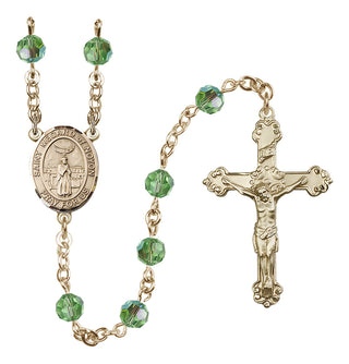 14 Karat Gold-Filled 6mm Austrian Crystal Saint Medard of Noyon Rosary in Peridot