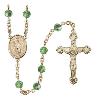 14 Karat Gold-Filled 6mm Austrian Crystal Saint Ephrem Rosary in Peridot