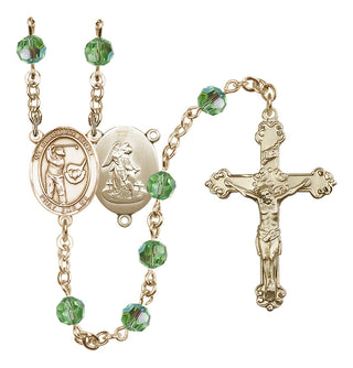 14 Karat Gold-Filled 6mm Austrian Crystal Guardian Angel/Golf Rosary in Peridot