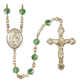 14 Karat Gold 6mm Austrian Crystal Santa Ana Rosary in Peridot