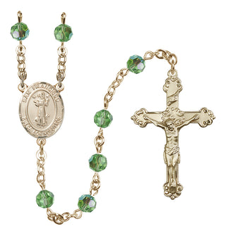 14 Karat Gold 6mm Austrian Crystal San Francis Rosary in Peridot
