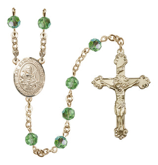 14 Karat Gold 6mm Austrian Crystal San Ramon Nonato Rosary in Peridot