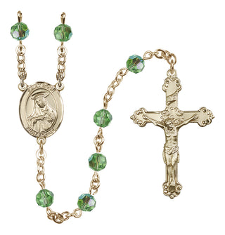 14 Karat Gold 6mm Austrian Crystal Saint Rose of Lima Rosary in Peridot