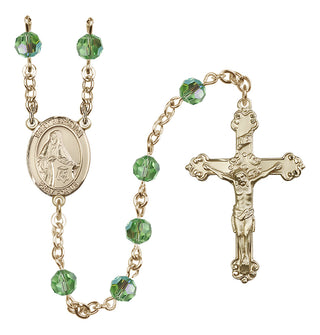 14 Karat Gold 6mm Austrian Crystal Saint Veronica Rosary in Peridot