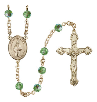 14 Karat Gold 6mm Austrian Crystal Our Lady of Hope Rosary in Peridot