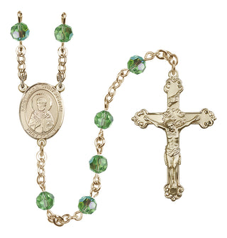 14 Karat Gold 6mm Austrian Crystal Saint John Chrysostom Rosary in Peridot