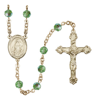 14 Karat Gold 6mm Austrian Crystal Saint Juliana of Cumae Rosary in Peridot