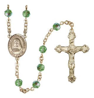 14 Karat Gold 6mm Austrian Crystal Saint Pauline Visintainer Rosary in Peridot
