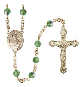 14 Karat Gold 6mm Austrian Crystal Saint Daria Rosary in Peridot