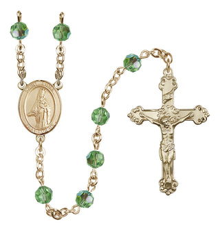 14 Karat Gold 6mm Austrian Crystal Saint Emma Uffing Rosary in Peridot