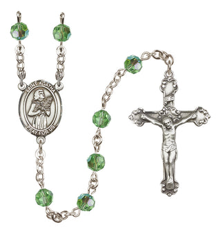 Sterling Silver 6mm Austrian Crystal Saint Agatha Rosary in Peridot