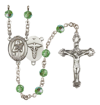 Sterling Silver 6mm Austrian Crystal Saint Agatha / Nurse Rosary in Peridot