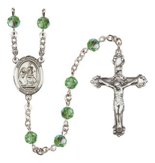 Sterling Silver 6mm Austrian Crystal Saint Catherine of Siena Rosary in Peridot