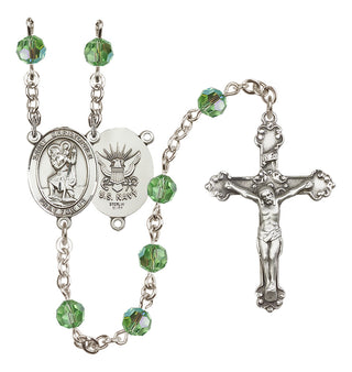 Sterling Silver 6mm Saint Christopher / Navy Rosary