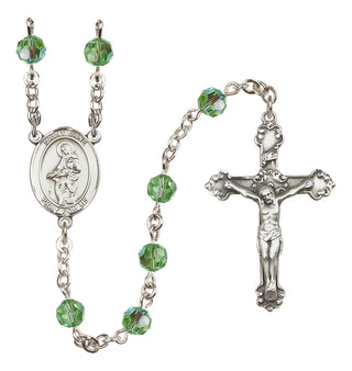 Sterling Silver 6mm Austrian Crystal Saint Jane of Valois Rosary in Peridot