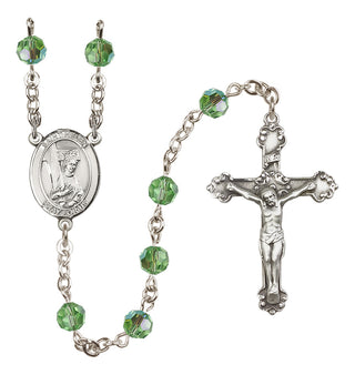 Sterling Silver 6mm Austrian Crystal Saint Helen Rosary in Peridot