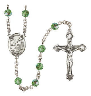 Sterling Silver 6mm Austrian Crystal Saint Luke the Apostle Rosary in Peridot