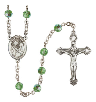 Sterling Silver 6mm Austrian Crystal Saint Margaret Mary Alacoque Rosary in Peridot