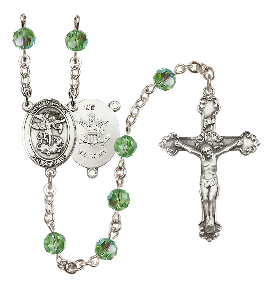 Saint Michael Army Rosary - Peridot Crystal – CatholicShop.com