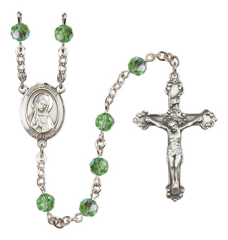 Sterling Silver 6mm Austrian Crystal Saint Monica Rosary in Peridot