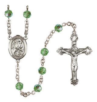 Sterling Silver 6mm Austrian Crystal Saint Sarah Rosary in Peridot