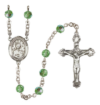 Sterling Silver 6mm Austrian Crystal Our Lady of la Vang Rosary in Peridot