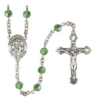 Sterling Silver 6mm Austrian Crystal Angel de la Guardia Rosary in Peridot