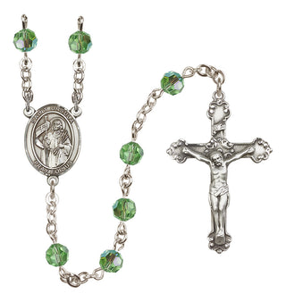 Sterling Silver 6mm Austrian Crystal Saint Ursula Rosary in Peridot
