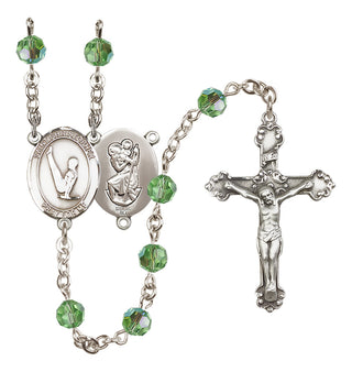 Sterling Silver 6mm Saint Christopher/Gymnastics  Engraved Catholic Rosaries