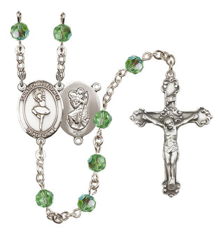Sterling Silver 6mm Saint Christopher/Dance  Engraved Catholic Rosaries