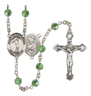 Sterling Silver 6mm Saint Christopher/Golf Rosary