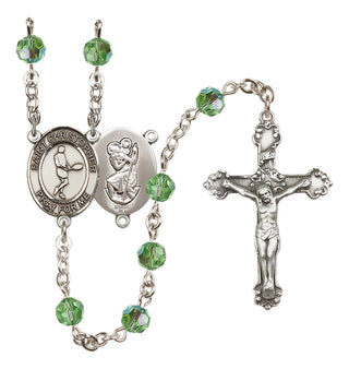 Sterling Silver 6mm Saint Christopher/Tennis Rosary