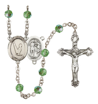 Sterling Silver 6mm Austrian Crystal Saint Sebastian/Gymnastics Rosary in Peridot