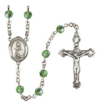 Sterling Silver 6mm Austrian Crystal Saint Anastasia Rosary in Peridot