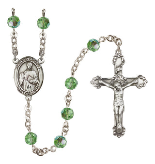 Sterling Silver 6mm Austrian Crystal Saint Placidus Rosary in Peridot