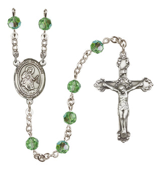 Sterling Silver 6mm Austrian Crystal Our Lady of Mercy Rosary in Peridot