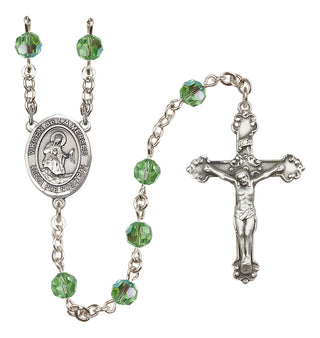 Sterling Silver 6mm Austrian Crystal Virgen de la Merced Rosary in Peridot