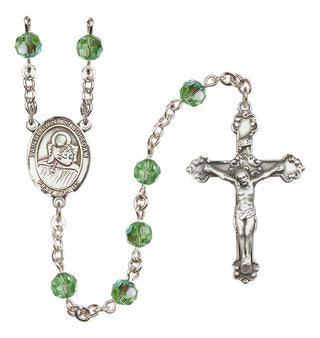 Sterling Silver 6mm Austrian Crystal Saint Lidwina of Schiedam Rosary in Peridot