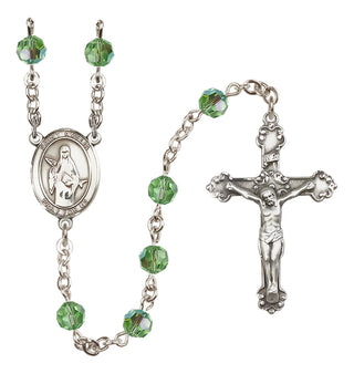 Sterling Silver 6mm Austrian Crystal Saint Amelia Rosary in Peridot