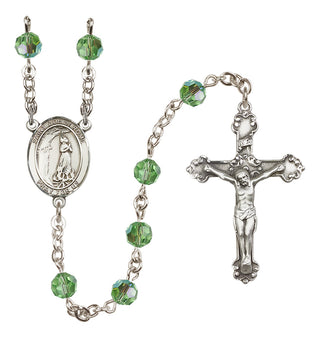 Sterling Silver 6mm Austrian Crystal Saint Zoe of Rome Rosary in Peridot