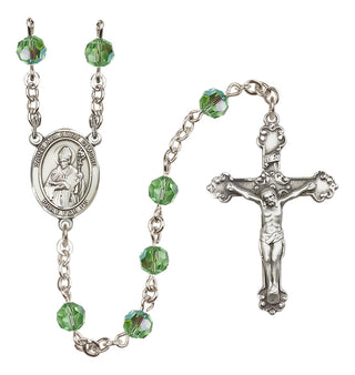 Sterling Silver 6mm Austrian Crystal Saint Malachy O'More Rosary in Peridot