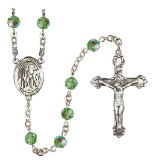 Sterling Silver 6mm Austrian Crystal Saint Polycarp of Smyrna Rosary in Peridot