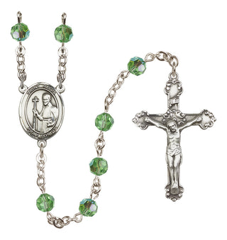 Sterling Silver 6mm Austrian Crystal Saint Regis Rosary in Peridot