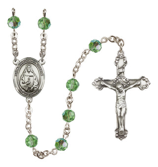 Sterling Silver 6mm Austrian Crystal Saint Theodora Rosary in Peridot