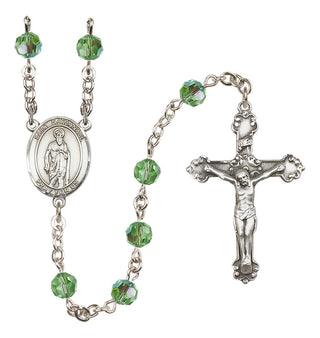 Sterling Silver 6mm Austrian Crystal Saint Nathanael Rosary in Peridot