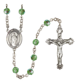 Sterling Silver 6mm Austrian Crystal Saint Seraphina Rosary in Peridot