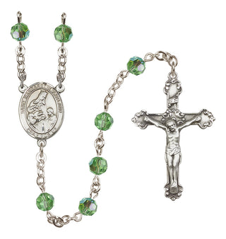 Sterling Silver 6mm Austrian Crystal Saint Margaret of Scotland Rosary in Peridot