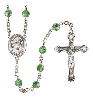 Sterling Silver 6mm Austrian Crystal Saint Theodore Stratelates Rosary in Peridot