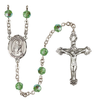 Sterling Silver 6mm Austrian Crystal Saint Lucy Rosary in Peridot