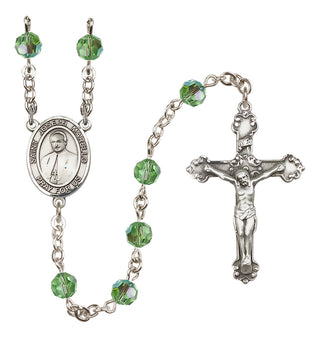 Sterling Silver 6mm Austrian Crystal Saint Joseph Marello Rosary in Peridot